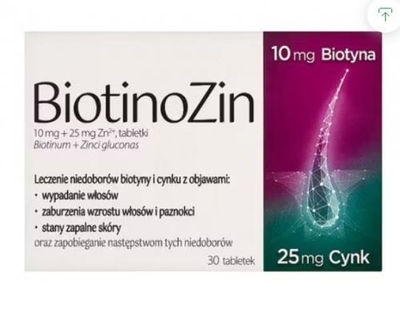 Zdjęcie BiotinoZin tabl. 10mg+25mg 30 tabl.