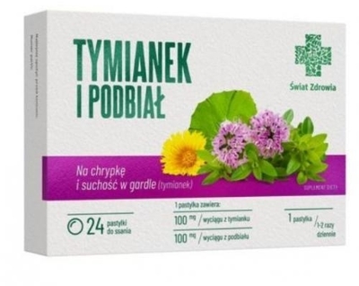 Zdjęcie ŚWIAT ZDROWIA Tymianek i Podbial 24 pastyl