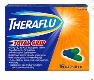 Zdjęcie Theraflu Total Grip kaps.twarde 0,5g+6,1mg