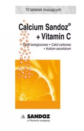Zdjęcie Calcium Sandoz+Vit.C sm.pomar.t.mus. 10szt