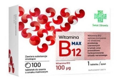 Zdjęcie ŚWIAT ZDROWIA Wit.B12 MAX 100 tabl.d/ssan.